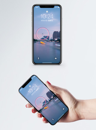天津城市建筑天津之眼日落手机壁纸模板