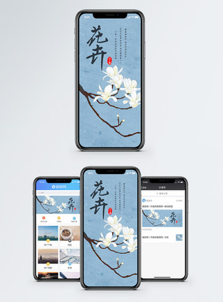 枝条白花花卉手机海报配图模板