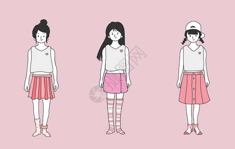日系服装手绘裙子女孩插画