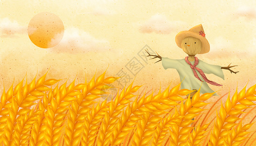 秋天拿着麦穗农民高清图片