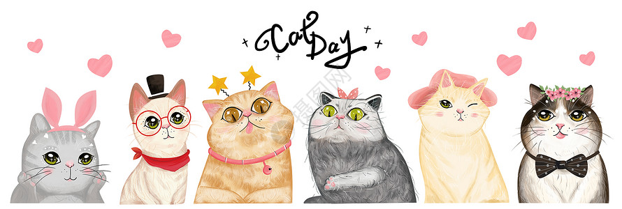 欧式猫咪手绘领结高清图片