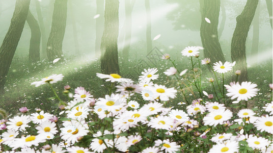 绿色花束森林场景设计图片