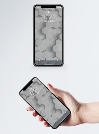 灰色立体五角星立体几何手机壁纸模板