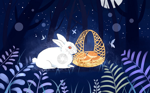 中秋兔子月饼背景图片