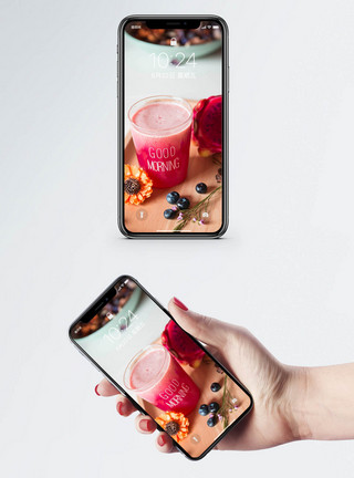 果汁店火龙果饮品手机壁纸模板