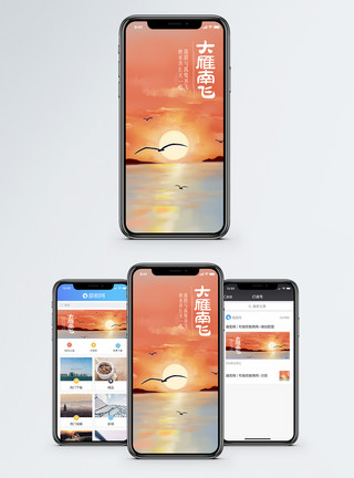 日落晚霞大雁南飞手机海报配图模板