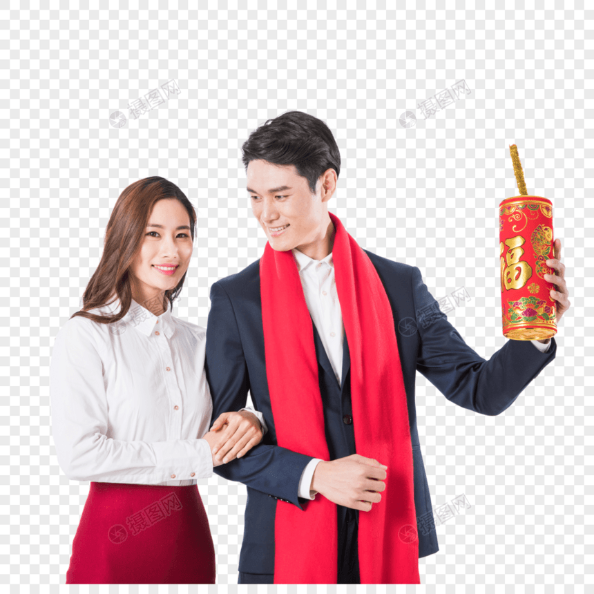 年轻夫妇过新年图片