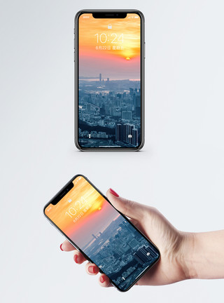 日落鹏城手机壁纸模板