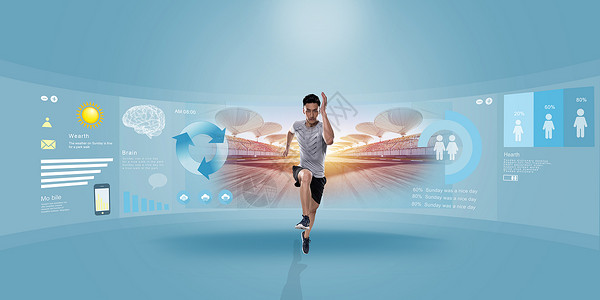 跑步运动男性运动生活设计图片
