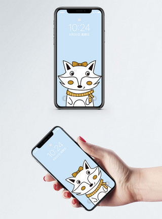 时尚涂鸦狐狸手机壁纸模板