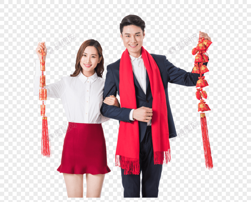 年轻夫妇过新年图片