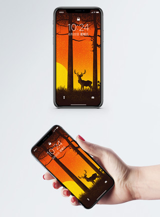 清新超萌小鹿小鹿系列手机壁纸模板