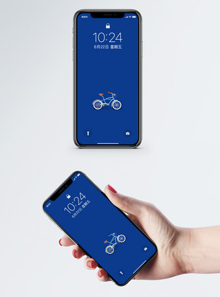 流行元素卡通自行车手机壁纸模板