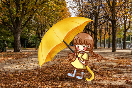 黑伞雨伞插画