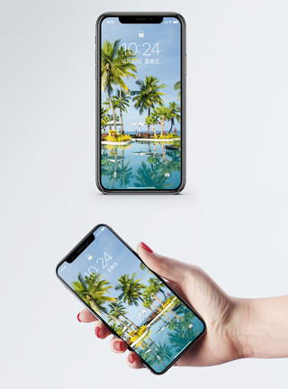 椰树风景斐济风光手机壁纸模板