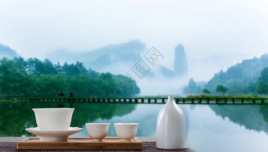 清新陶瓷调味罐茶文化设计图片