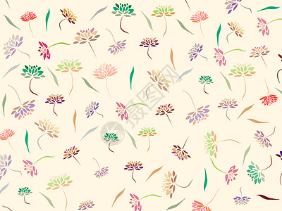 彩色装饰花纹植物清新背景插画