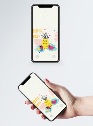 水果创意类插画卡通菠萝背景手机壁纸模板