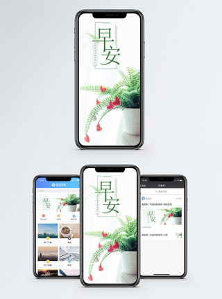 日系小清新盆栽早安手机海报配图模板