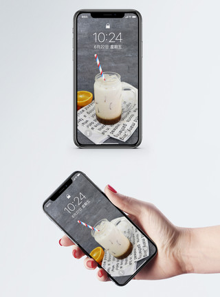 一支装冰的杯子冰咖啡手机壁纸模板
