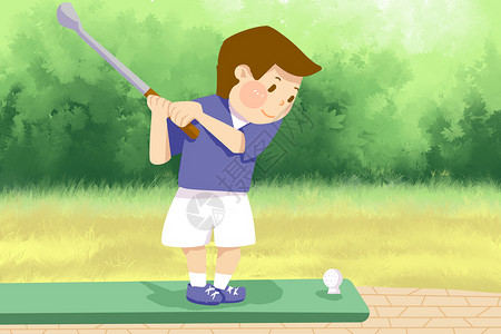 观赏球赛高尔夫运动插画插画