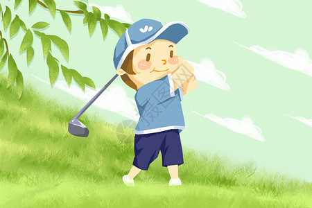 体育项目高尔夫亚运会运动项目打高尔夫插画