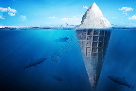 海洋鲨鱼创意甜筒设计图片