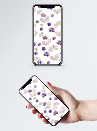 爱心水彩水彩蓝莓手机壁纸模板