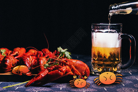 美食与酒小龙虾与大闸蟹创意摄影插画插画