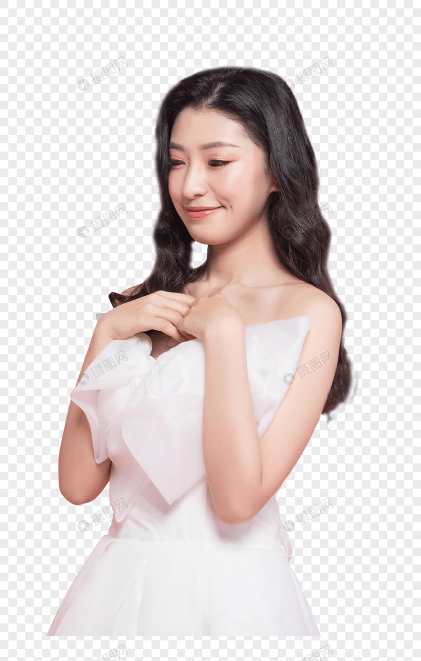 小清新美女穿婚纱图片