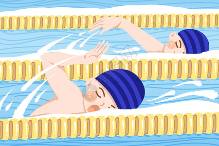 游泳比赛插画背景图片