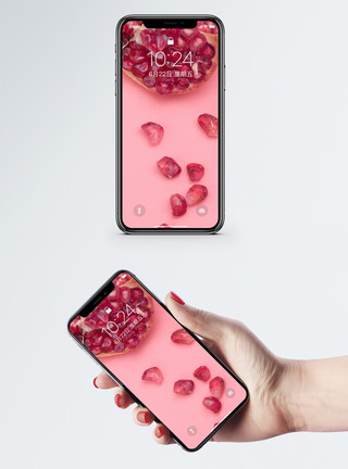 水果丰收粉色石榴手机壁纸模板