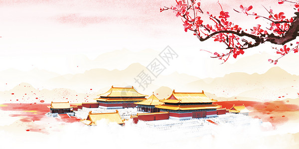 北京圆明园国庆节假日背景设计图片