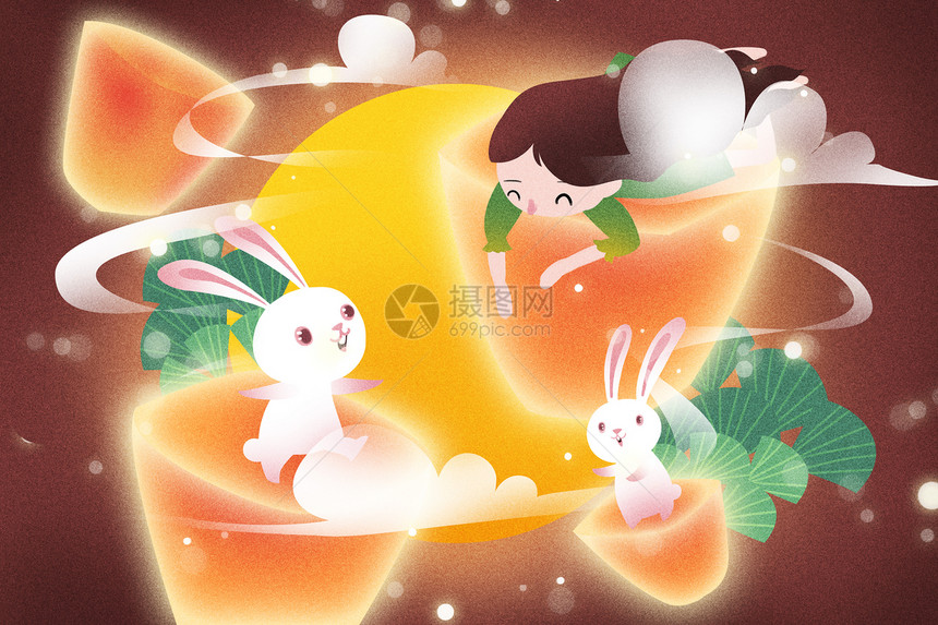 卡通中秋节插画图片