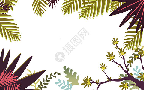 手账背景素材植物水彩素材背景插画