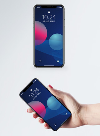 蓝色球体几何抽象背景手机壁纸模板