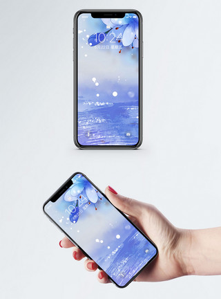 梦幻蓝色花朵中国风手机壁纸模板