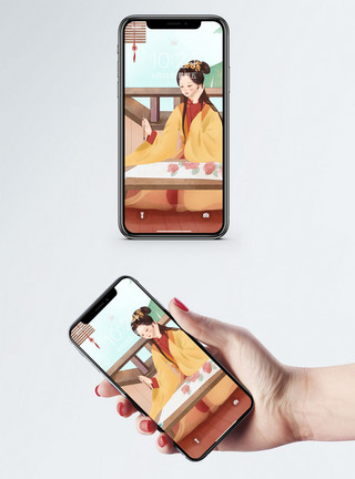 女子手机中国风手机壁纸模板