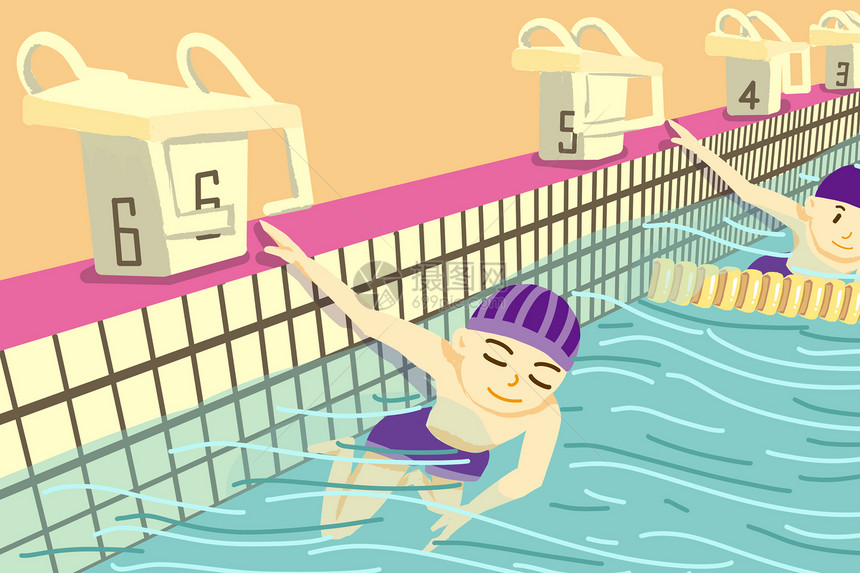 游泳比赛插画图片