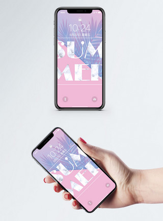 粉色树叶小清新背景手机壁纸模板