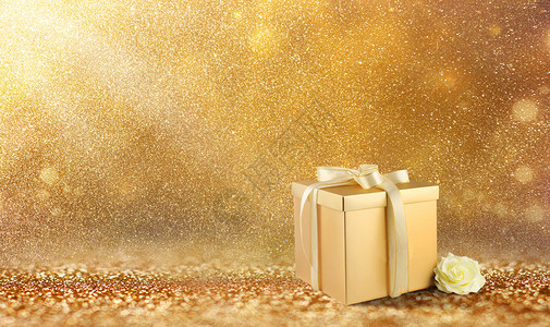 打开礼物盒金色礼盒海报设计图片