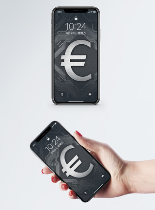 欧元下跌钱币符号手机壁纸模板