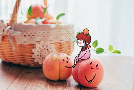 创意红色苹果桃子小姐创意摄影插画插画