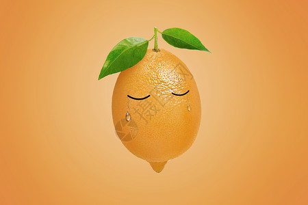 水果表情哭泣的柠檬设计图片