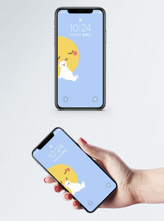太阳北极熊手机壁纸模板