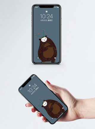 动物卡通狗熊手机壁纸模板