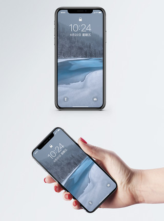 你好冬天雪山湖泊手机壁纸模板