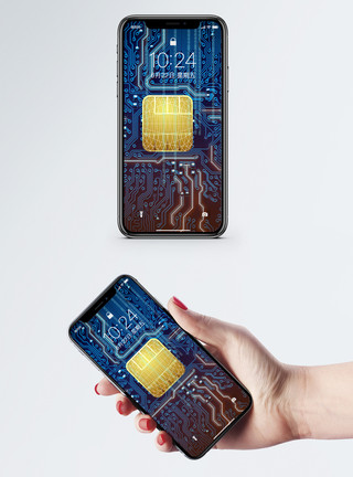 概念合成科学芯片背景手机壁纸模板