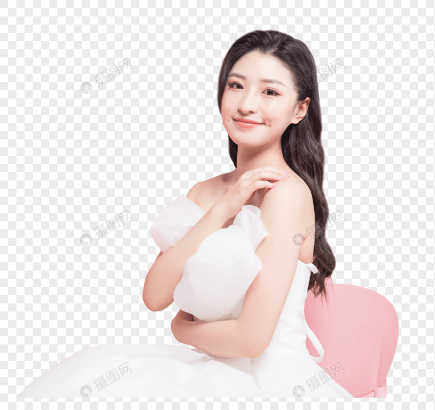 小清新美女穿婚纱图片