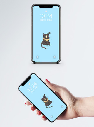 手绘小猫萌猫手机壁纸模板